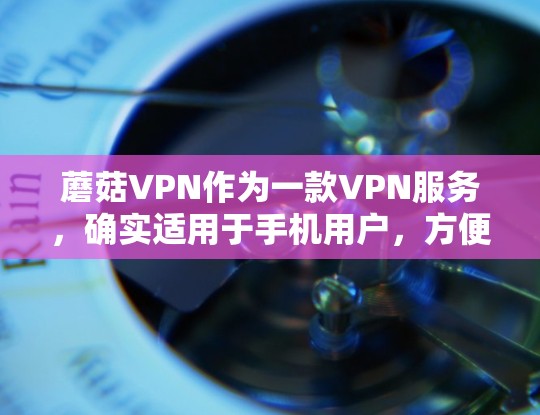 蘑菇VPN作为一款VPN服务，确实适用于手机用户，方便用户在移动设备上访问受限的内容或保持隐私。你可以按照以下步骤在手机上使用蘑菇VPN
